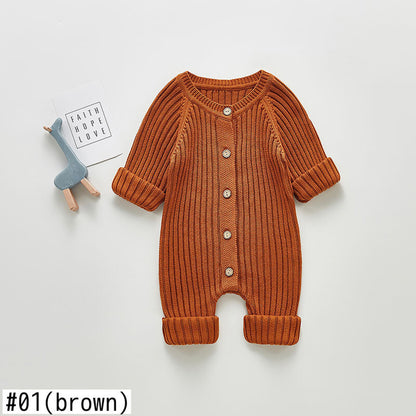 -ベビー ニット ジャンプスーツ 長袖ロンパース 3カラー - mamahalo shop - 長袖ジャンプスーツ -  べビー服 - 子供服 - 男の子 - 女の子