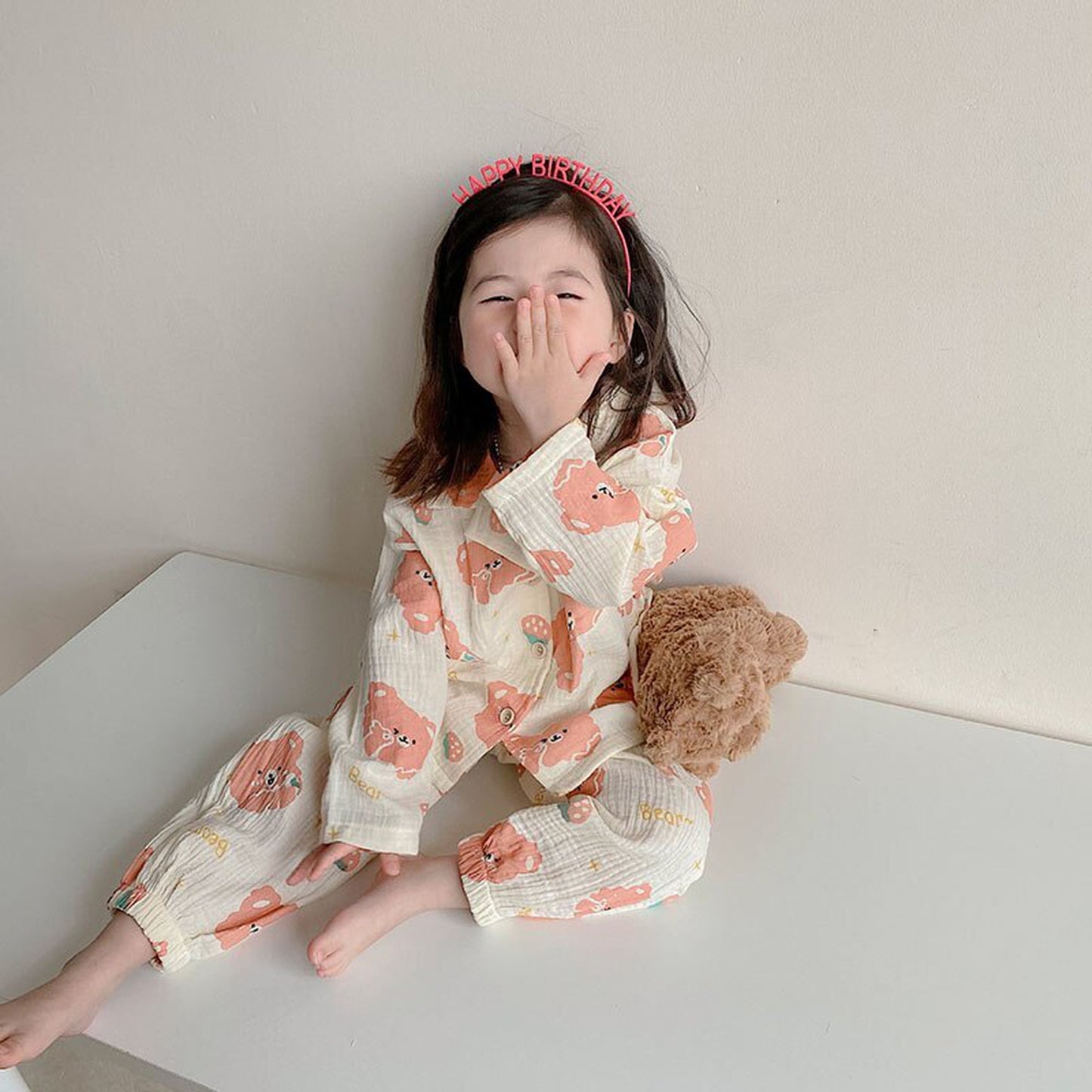 -キッズ くま ベア 長袖 パジャマ セット - mamahalo shop - 長袖パジャマ -  べビー服 - 子供服 - 男の子 - 女の子