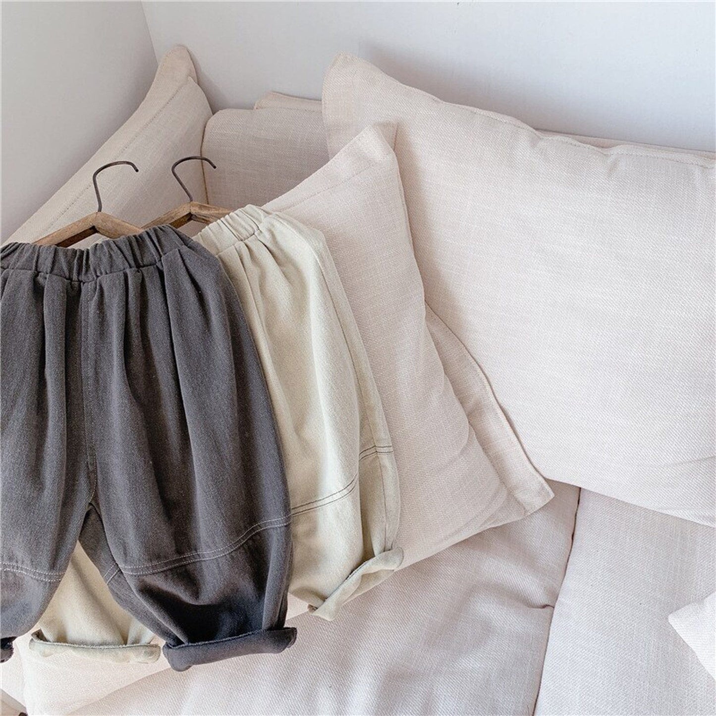 ロングパンツ・スウェットパンツ キッズパンツ ルーズ 切り替え クロップドパンツ 2カラー【mh0000407】