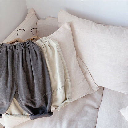 ロングパンツ・スウェットパンツ キッズパンツ ルーズ 切り替え クロップドパンツ 2カラー【mh0000407】