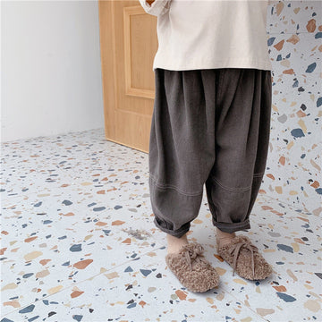 ロングパンツ・スウェットパンツ キッズパンツ ルーズ 切り替え クロップドパンツ 2カラー【mh0000407】