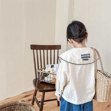 長袖シャツ・ブラウス Beige / 12M 80cm キッズ レターロゴ セーラーカラー 長袖 ブラウス シャツ【mh0001291】