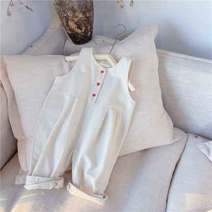 ノースリーブジャンプスーツ Beige / 80cm キッズ ジャンプスーツ ノースリーブつなぎ【mh0000539】