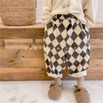 ロングパンツ・スウェットパンツ Black / 12M 80cm キッズ ダイヤチェック パンツ【mh0000309】