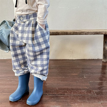 ロングパンツ・スウェットパンツ Blue / 12M 80cm キッズ ブロック チェック ルーズ パンツ ズボン【mh0001276】