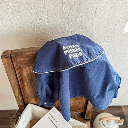 長袖シャツ・ブラウス Blue / 12M 80cm キッズ レターロゴ セーラーカラー 長袖 ブラウス シャツ【mh0001291】