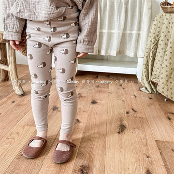 レギンスパンツ Coffee / 12M 80cm キッズ 犬 いぬ DOG プリント レギンス パンツ【mh0001277】