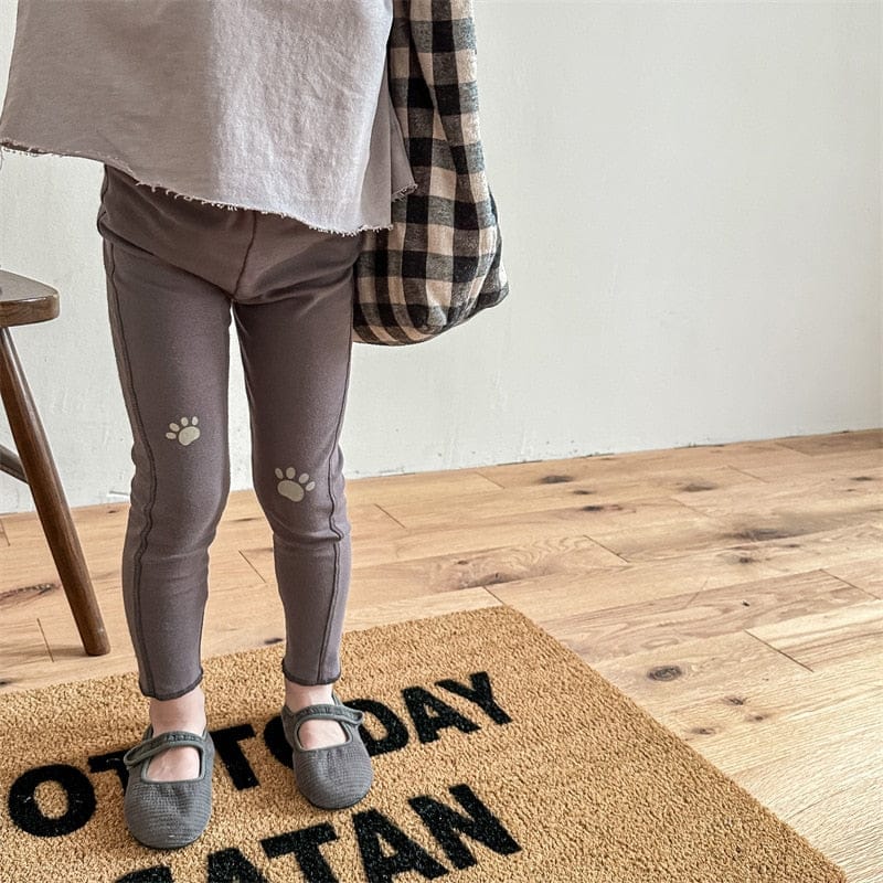 レギンスパンツ Dark Gray / 12M 80cm キッズ 犬 いぬ 足跡 プリント レギンス パンツ【mh0001279】