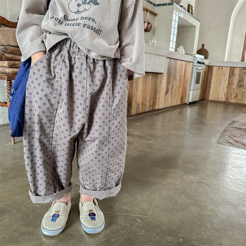 ロングパンツ・スウェットパンツ Gray / 12M 80cm キッズ フラワー ルーズ ワイド パンツ【mh0001218】