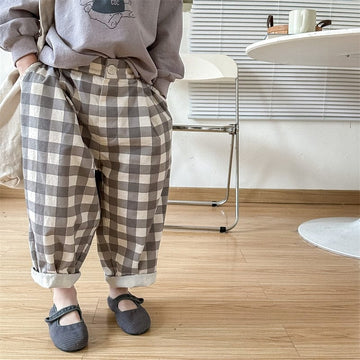 ロングパンツ・スウェットパンツ Gray Apricot / 12M 80cm キッズ ブロック チェック ルーズ パンツ ズボン【mh0001276】