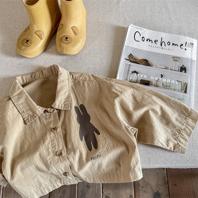 長袖シャツ・ブラウス Khaki / 12M 80cm キッズ うさぎ バニー ルーズ シャツ ジャケット【mh0001219】