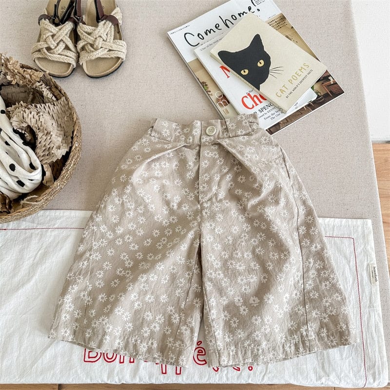 ロングパンツ・スウェットパンツ Khaki / 12M/80cm キッズ フラワー 小花柄 ワイドレッグパンツ ガウチョパンツ【mh0001818】