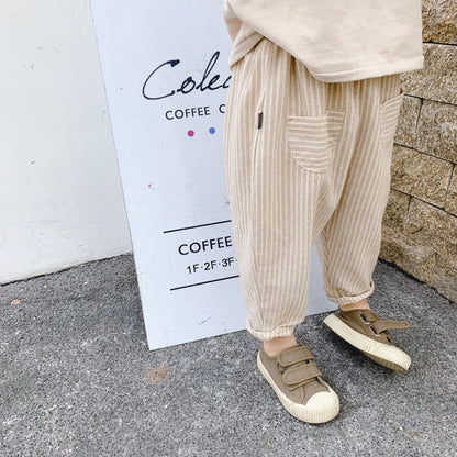 ロングパンツ・スウェットパンツ キッズ ストライプ ハーレムパンツ【mh0000017】