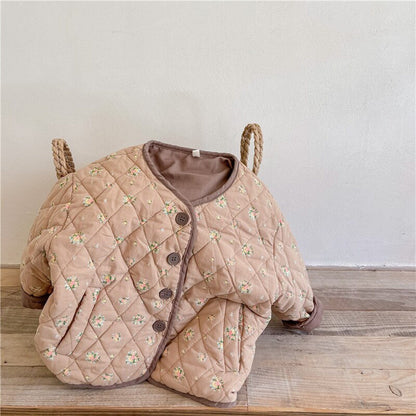 ショートコート・ジャケット・ジャンパー キッズ フラワー キルティング ジャケット コート【mh0000277】