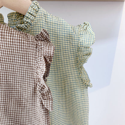 タンクトップ・キャミソール・ノースリーブトップス キッズ ギンガムチェック ノースリーブ トップス【mh0000546】