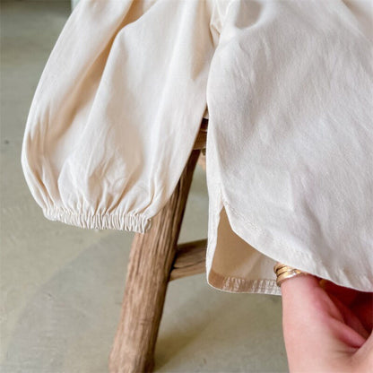 長袖シャツ・ブラウス キッズ センタープリーツ パフスリーブ 長袖 ブラウス トップス【mh0000676】