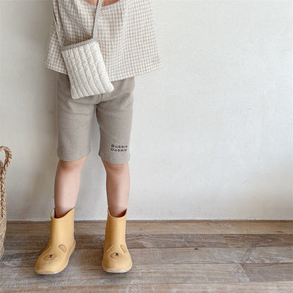 レギンスパンツ キッズ レターロゴ ワッフル ハーフ レギンス パンツ【mh0000762】