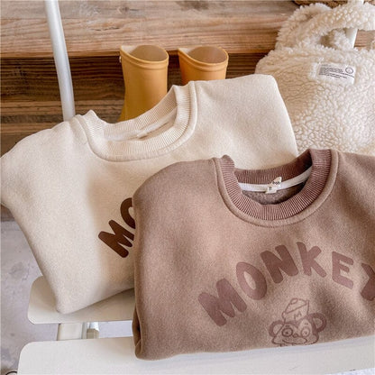 トレーナー・フーディ キッズ さる モンキー 裏フリース スウェット トレーナー トップス【mh0001151】