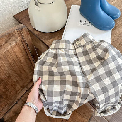 ロングパンツ・スウェットパンツ キッズ ブロック チェック ルーズ パンツ ズボン【mh0001276】