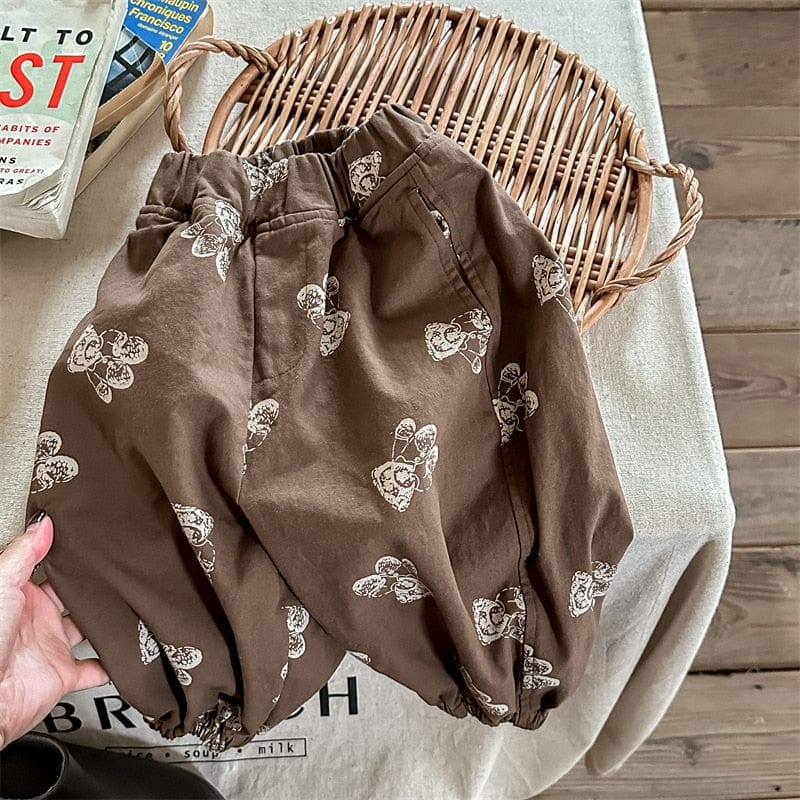 ロングパンツ・スウェットパンツ キッズ くま ベア プリント ルーズ パンツ【mh0001281】