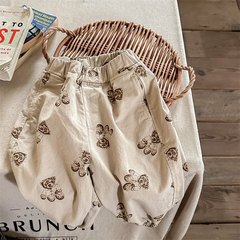 ロングパンツ・スウェットパンツ キッズ くま ベア プリント ルーズ パンツ【mh0001281】