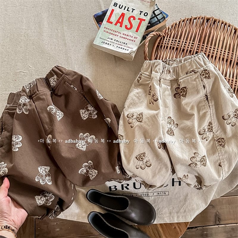 ロングパンツ・スウェットパンツ キッズ くま ベア プリント ルーズ パンツ【mh0001281】