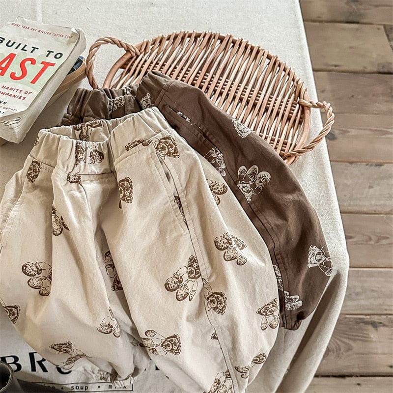 ロングパンツ・スウェットパンツ キッズ くま ベア プリント ルーズ パンツ【mh0001281】