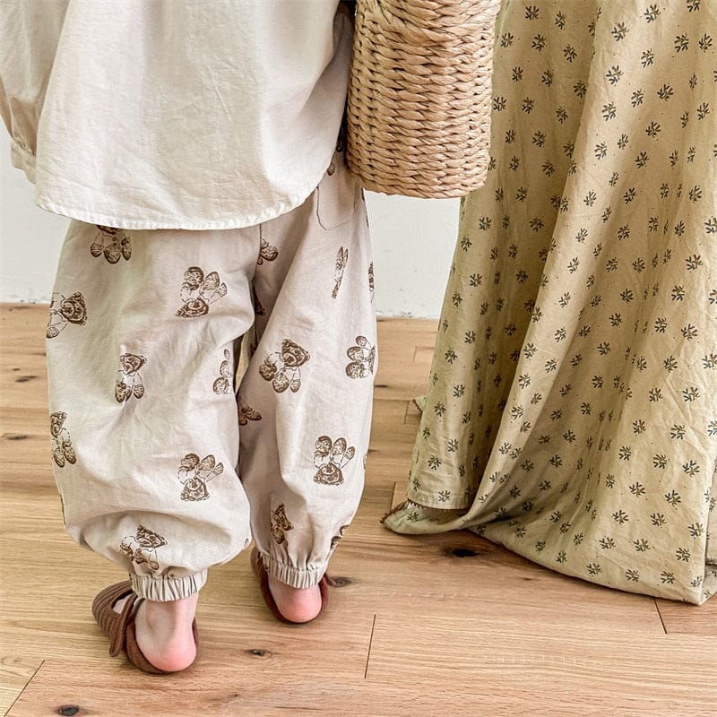 ロングパンツ・スウェットパンツ キッズ くま ベア プリント ルーズ パンツ【mh0001281】