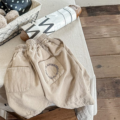 ロングパンツ・スウェットパンツ キッズ ポケット レターロゴ ルーズ ワイド パンツ ズボン【mh0001282】