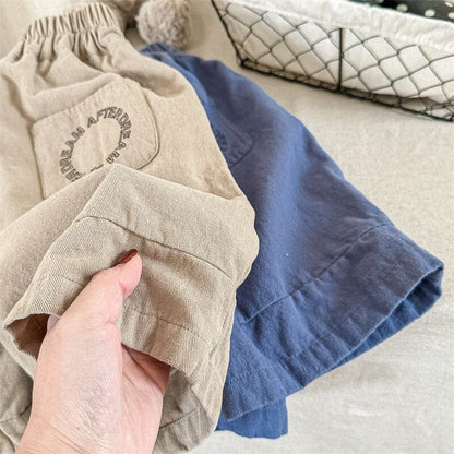 ロングパンツ・スウェットパンツ キッズ ポケット レターロゴ ルーズ ワイド パンツ ズボン【mh0001282】