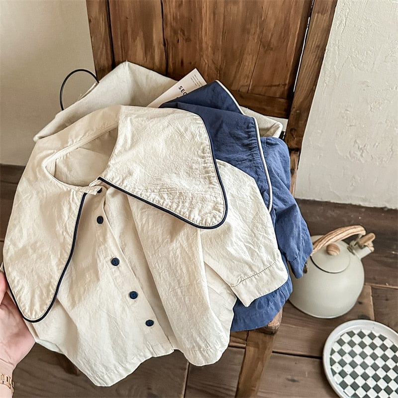 長袖シャツ・ブラウス キッズ レターロゴ セーラーカラー 長袖 ブラウス シャツ【mh0001291】