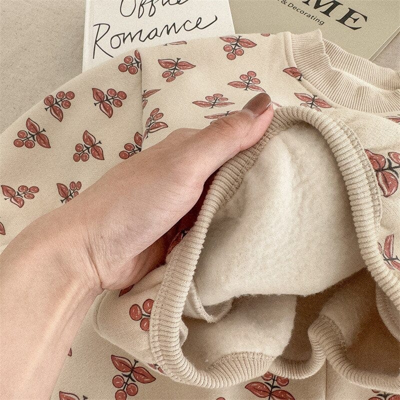 長袖セットアップ キッズ フラワー スウェット 裏ボアフリース セットアップ トップス パンツ【mh0001393】