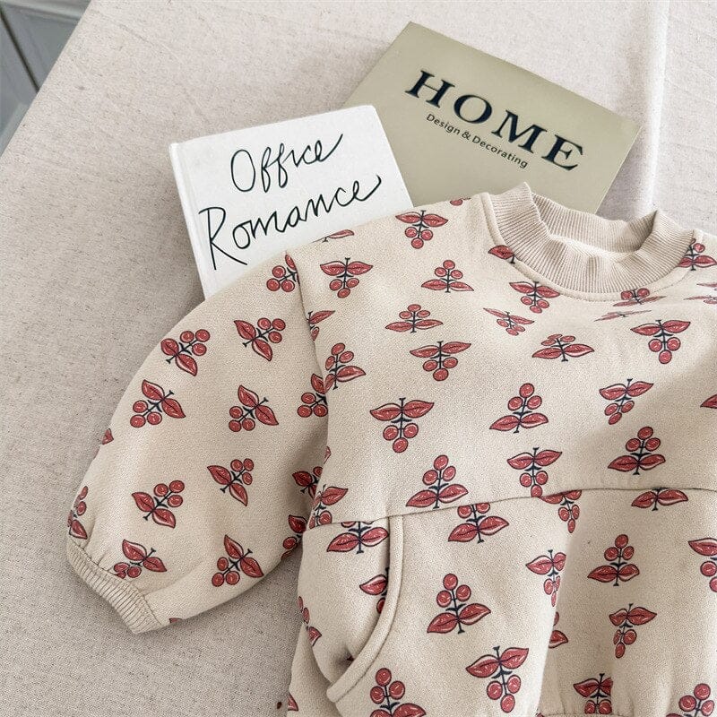 長袖セットアップ キッズ フラワー スウェット 裏ボアフリース セットアップ トップス パンツ【mh0001393】