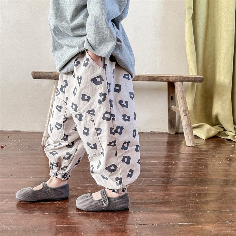 ロングパンツ・スウェットパンツ キッズ レオパード ロング ルーズ パンツ【mh0001550】