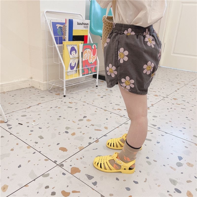 ハーフパンツ・ショートパンツ キッズ スマイル フラワー ショートパンツ トラックパンツ【mh0001639】