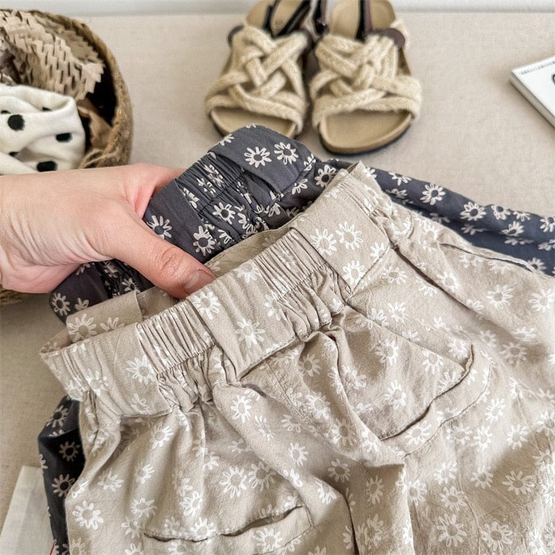 ロングパンツ・スウェットパンツ キッズ フラワー 小花柄 ワイドレッグパンツ ガウチョパンツ【mh0001818】