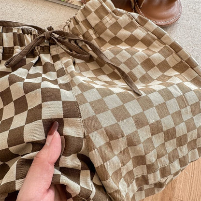 ハーフパンツ・ショートパンツ キッズ チェッカーチェック バイカラー ショートパンツ【mh0001825】