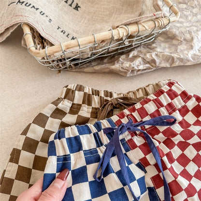 ハーフパンツ・ショートパンツ キッズ チェッカーチェック バイカラー ショートパンツ【mh0001825】