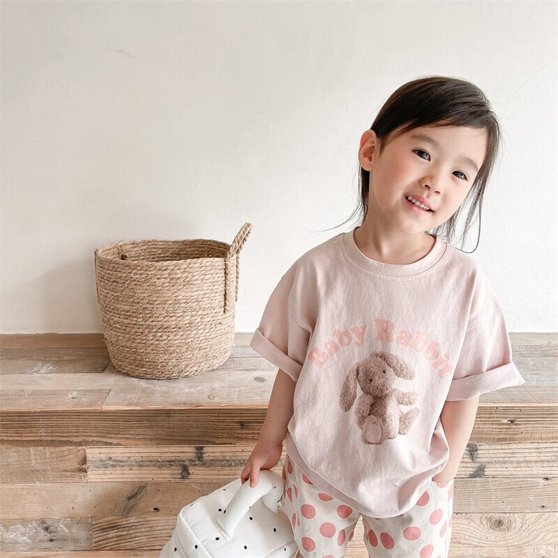 半袖Tシャツ Light Pink / 12M/80cm キッズ うさぎ バニー ぞう エレファント 半袖 Tシャツ【mh0000791】