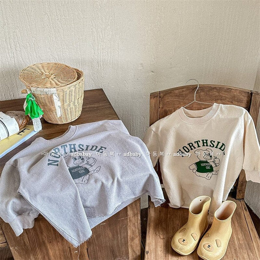 長袖Tシャツ キッズトップスくまベアプリント長袖スウェットTシャツ 2カラー【mh0001230】