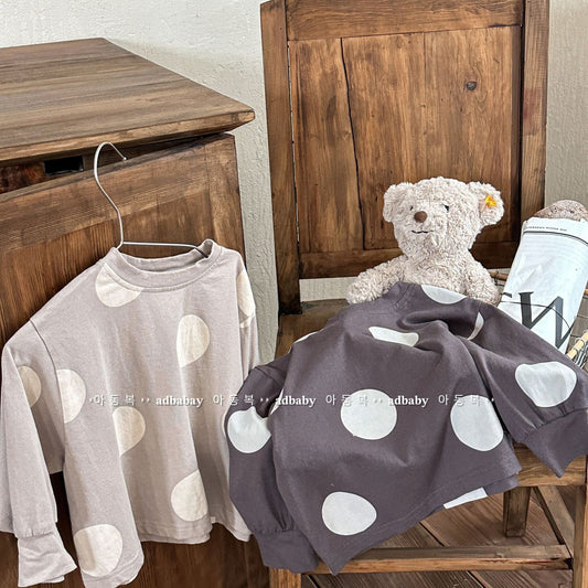 長袖Tシャツ キッズ ポルカドット みずたま 長袖 ルーズ Tシャツ トップス【mh0001221】