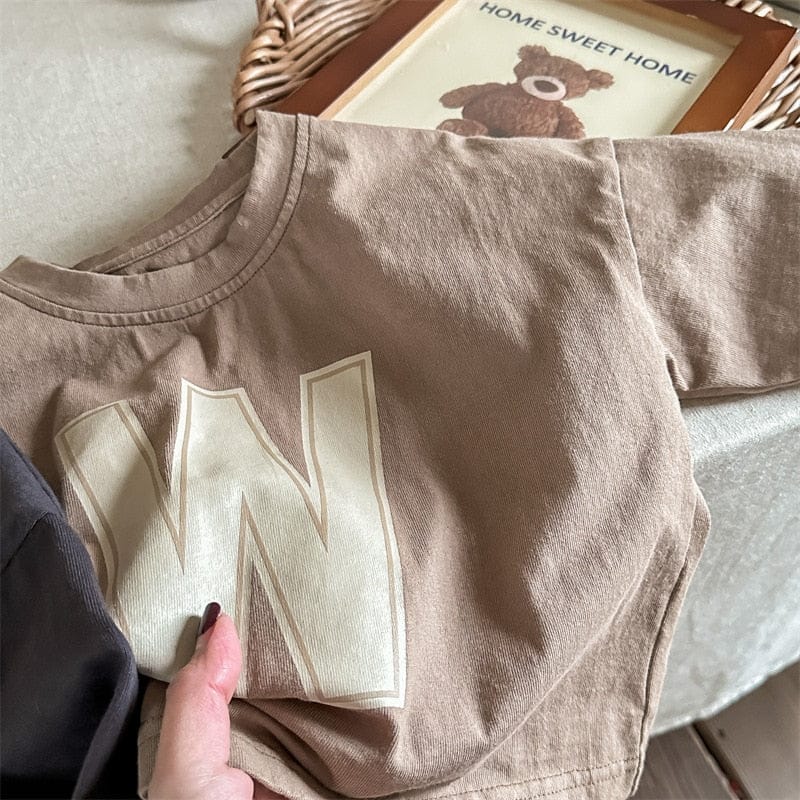 長袖Tシャツ キッズ レターロゴ 長袖 ルーズ Tシャツ トップス【mh0001228】