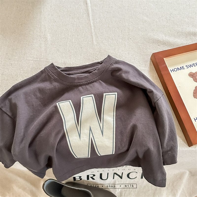 長袖Tシャツ キッズ レターロゴ 長袖 ルーズ Tシャツ トップス【mh0001228】