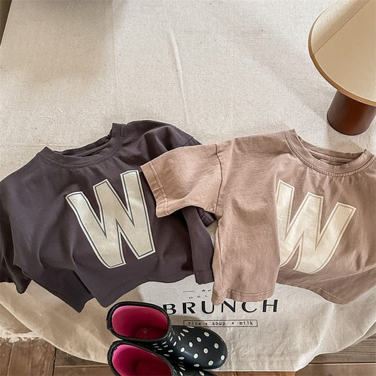 長袖Tシャツ キッズ レターロゴ 長袖 ルーズ Tシャツ トップス【mh0001228】