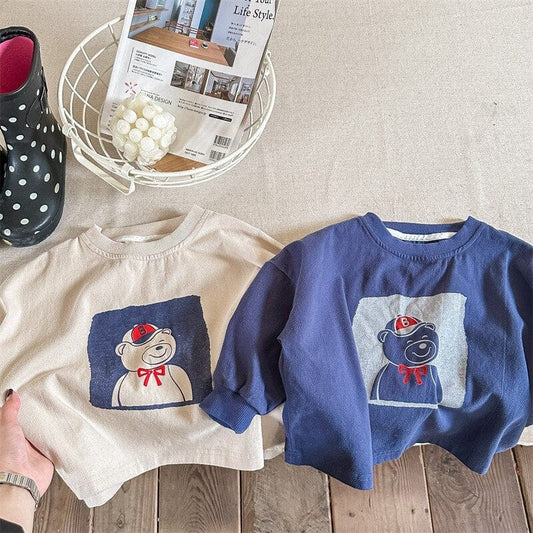 長袖Tシャツ キッズ くま ベア ルーズ 長袖 トップス Tシャツ【mh0001231】