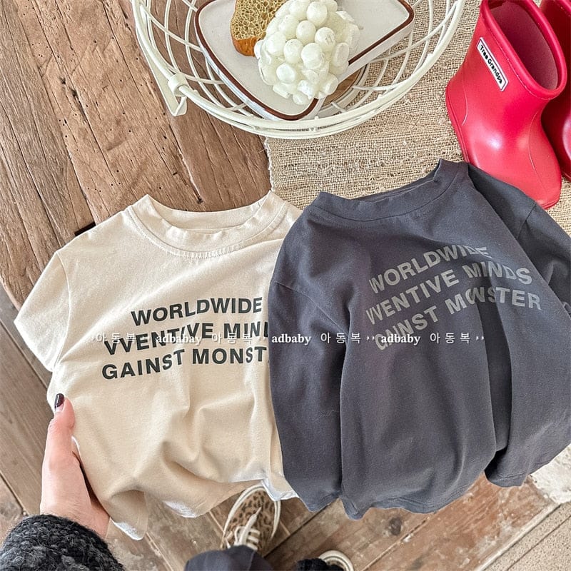 長袖Tシャツ キッズ レターロゴ 長袖 ルーズ Tシャツ トップス【mh0001288】