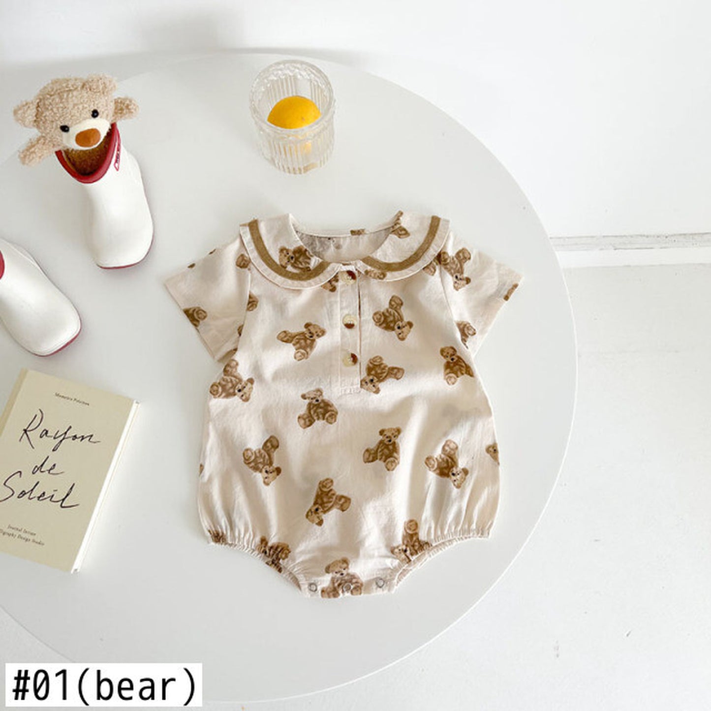 -☺︎ ベビー くま みずたま 半袖 ロンパース - mamahalo shop - 半袖ロンパース -  べビー服 - 子供服 - 男の子 - 女の子