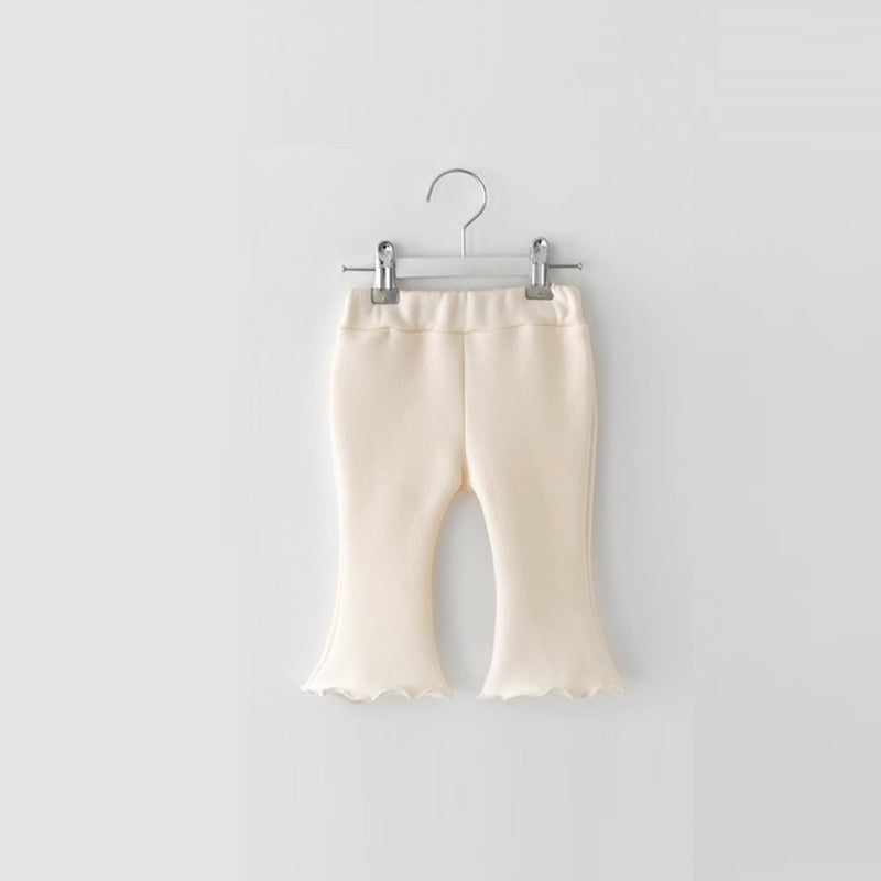 レギンスパンツ Beige / 6M 66cm ベビー キッズ チェック 無地 フリル フレア レギンス パンツ【mh0001438】