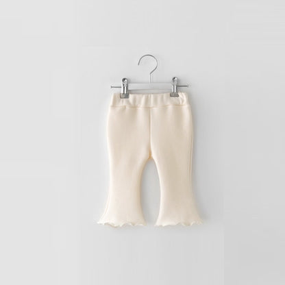 レギンスパンツ Beige / 6M 66cm ベビー キッズ チェック 無地 フリル フレア レギンス パンツ【mh0001438】