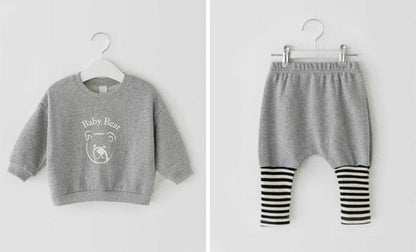 長袖セットアップ Gray / 66cm ベビー キッズ くま ベア セットアップ トップス パンツ【mh0000182】